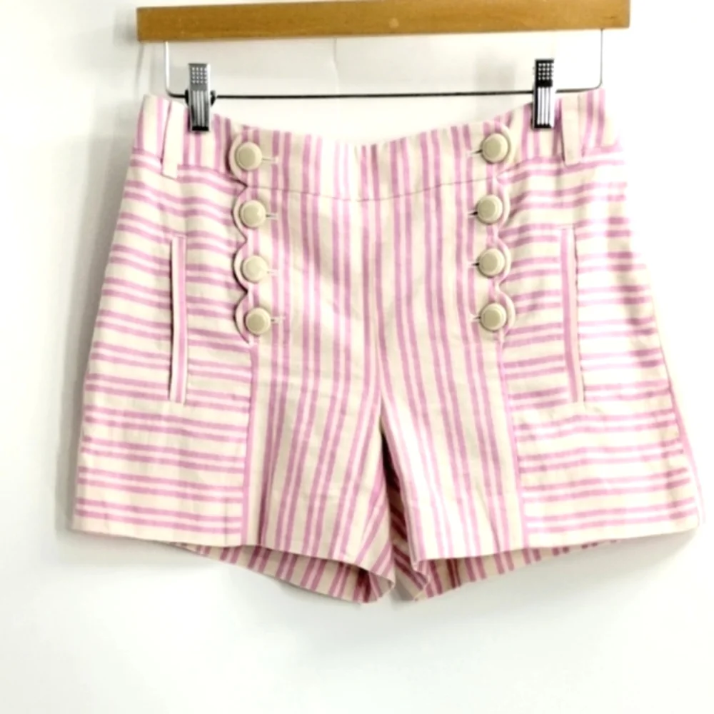 Anthropologie‎ Cartonnier Shorts Pink Scallop Sailor Button
